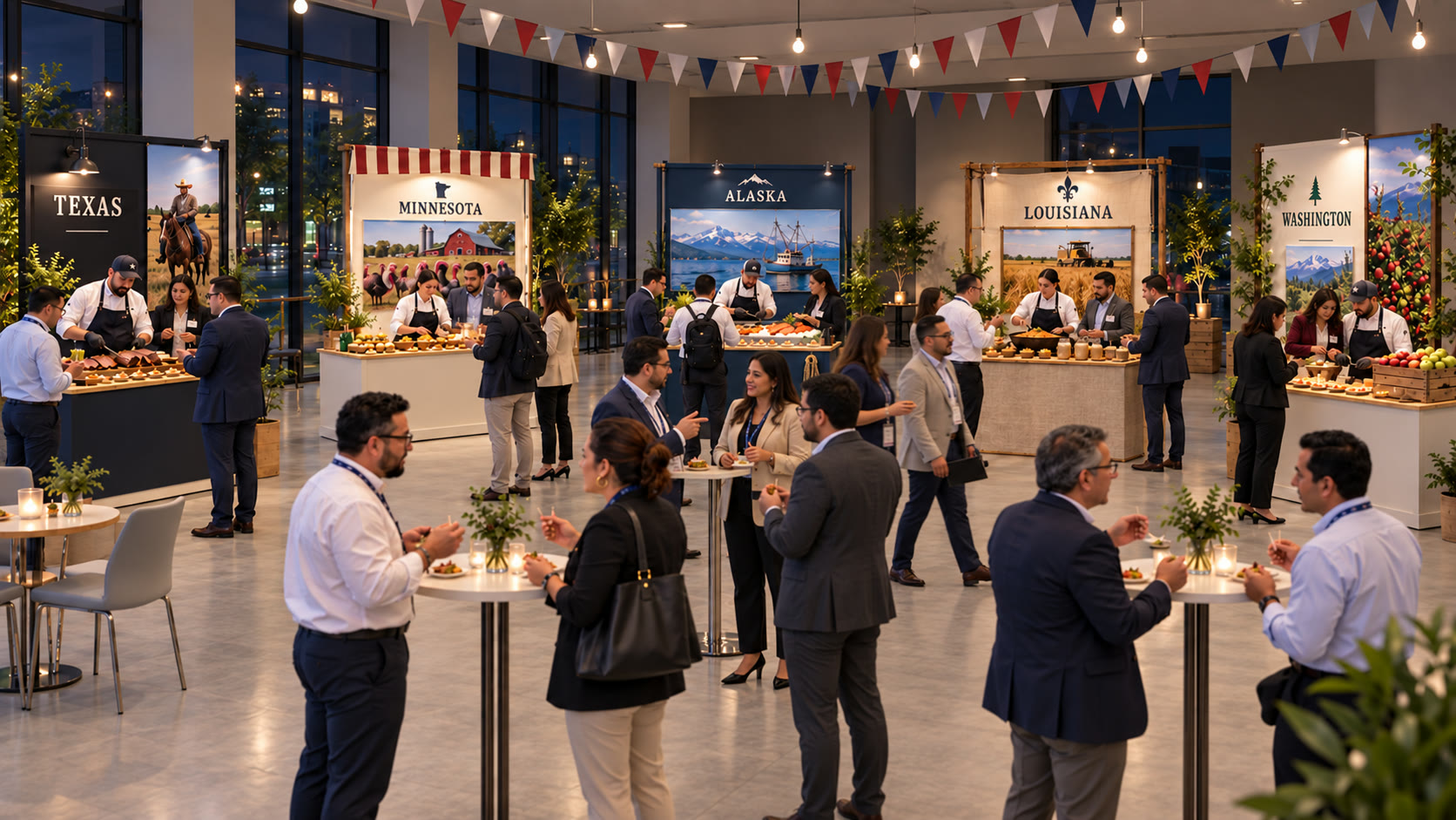 American Fest concept with regional culinary culture stations